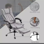 Fauteuil de bureau massant 6 points et chauffant, fauteuil d'ordinateur inclinable avec hauteur réglable et repose-pieds