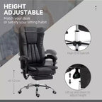 Fauteuil de bureau massant 6 points et chauffant, fauteuil d'ordinateur inclinable avec hauteur réglable et repose-pieds