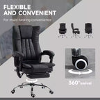 Fauteuil de bureau massant 6 points et chauffant, fauteuil d'ordinateur inclinable avec hauteur réglable et repose-pieds