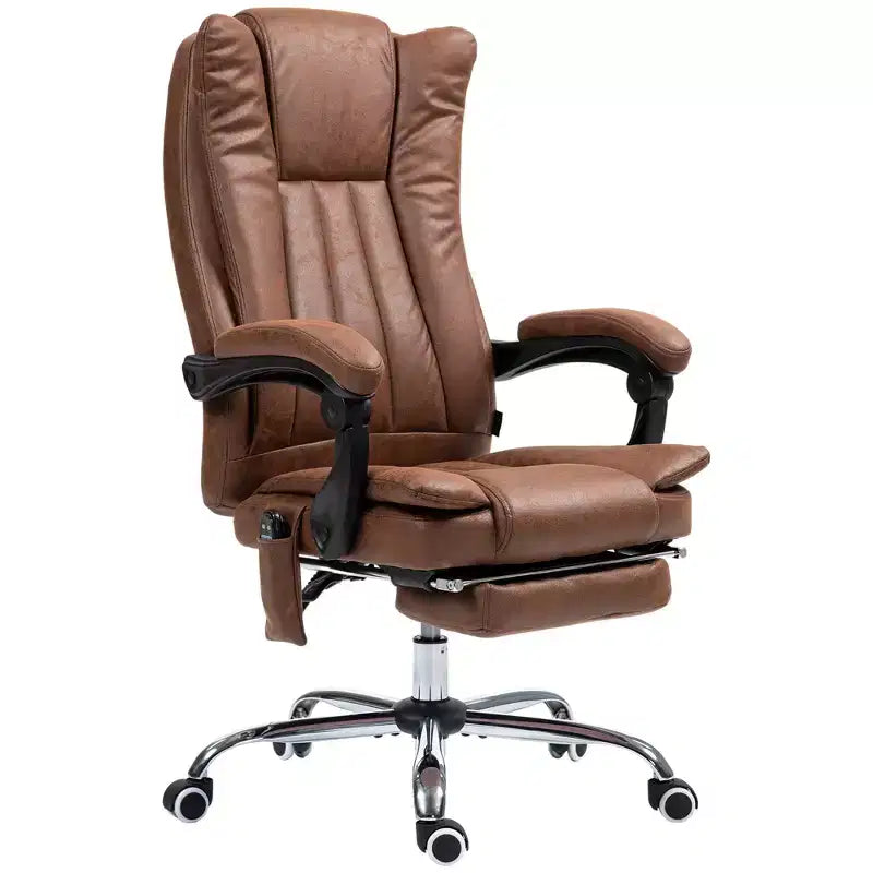 Fauteuil de bureau massant 6 points et chauffant, fauteuil d'ordinateur inclinable avec hauteur réglable et repose-pieds