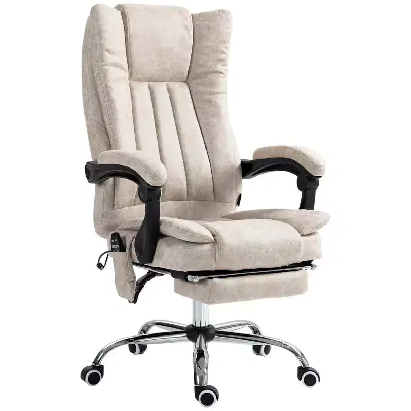Fauteuil de bureau massant 6 points et chauffant, fauteuil d'ordinateur inclinable avec hauteur réglable et repose-pieds