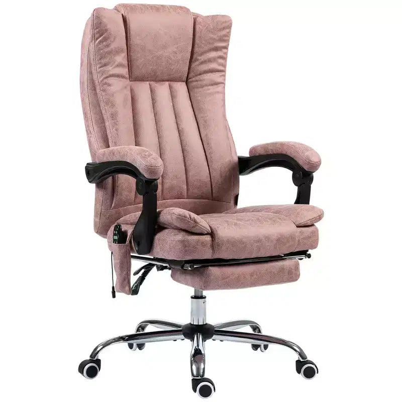Fauteuil de bureau massant 6 points et chauffant, fauteuil d'ordinateur inclinable avec hauteur réglable et repose-pieds