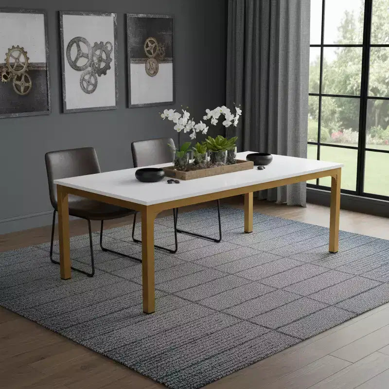 Table à manger HomeRoots 46 en bois et fer blanc et or