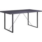 HomeRoots 64 Dark Gray and Black Wood and Iron Sled Base Dining Table