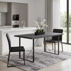 HomeRoots Table à manger 64 po avec piètement traîneau en bois gris foncé et fer forgé