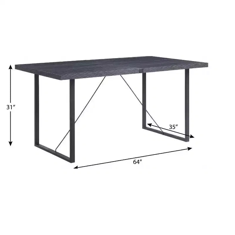 HomeRoots Table à manger 64 po avec piètement traîneau en bois gris foncé et fer forgé