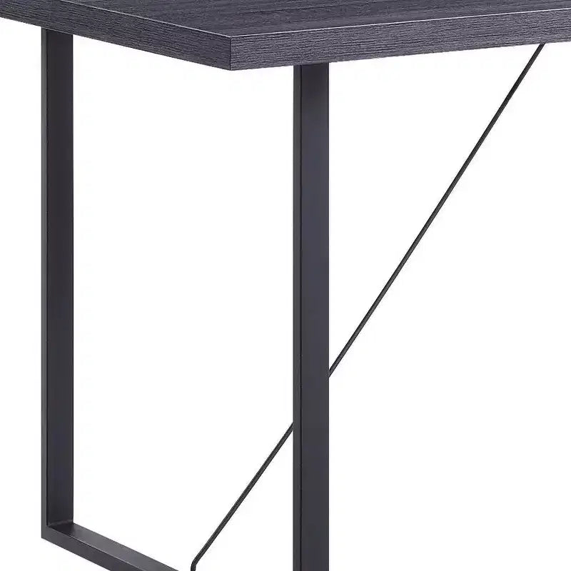HomeRoots Table à manger 64 po avec piètement traîneau en bois gris foncé et fer forgé