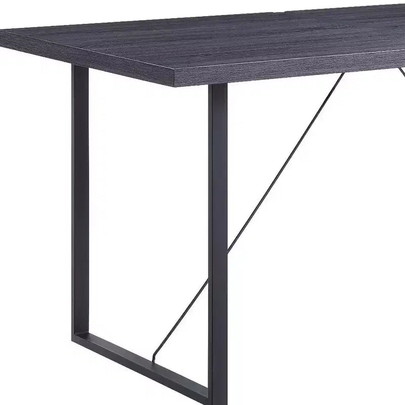 HomeRoots Table à manger 64 po avec piètement traîneau en bois gris foncé et fer forgé