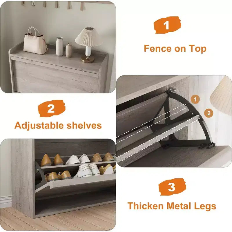 Meuble à Chaussures Moderne en Bois, Étagères Réglables, Range-Chaussures Autonome et Discret, Peu Encombrant, pour la Maison, le Couloir