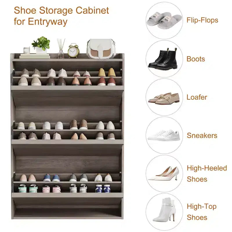 Meuble à Chaussures Moderne en Bois, Étagères Réglables, Range-Chaussures Autonome et Discret, Peu Encombrant, pour la Maison, le Couloir