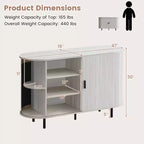 Costway Buffet vaisselier à cannelures 119 cm, meuble console de bar à café avec pieds en métal marron/gris