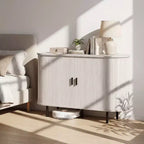Costway Buffet vaisselier à cannelures 119 cm, meuble console de bar à café avec pieds en métal marron/gris
