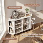 Costway Buffet vaisselier à cannelures 119 cm, meuble console de bar à café avec pieds en métal marron/gris