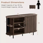 Costway Buffet vaisselier à cannelures 119 cm, meuble console de bar à café avec pieds en métal marron/gris