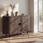 Costway Buffet vaisselier à cannelures 119 cm, meuble console de bar à café avec pieds en métal marron/gris