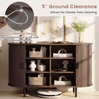 Costway Buffet vaisselier à cannelures 119 cm, meuble console de bar à café avec pieds en métal marron/gris