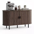Costway 47 Fluted Sideboard Buffet Cabinet Coffee Bar Console Table with Metal Legs Brown/Gray