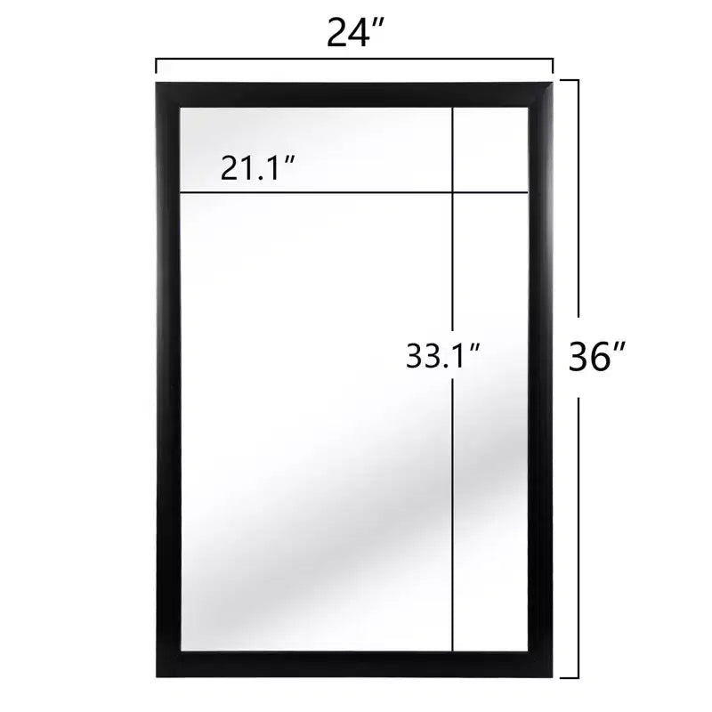 Miroir mural rectangulaire 24 x 36 avec cadre noir Home Collection