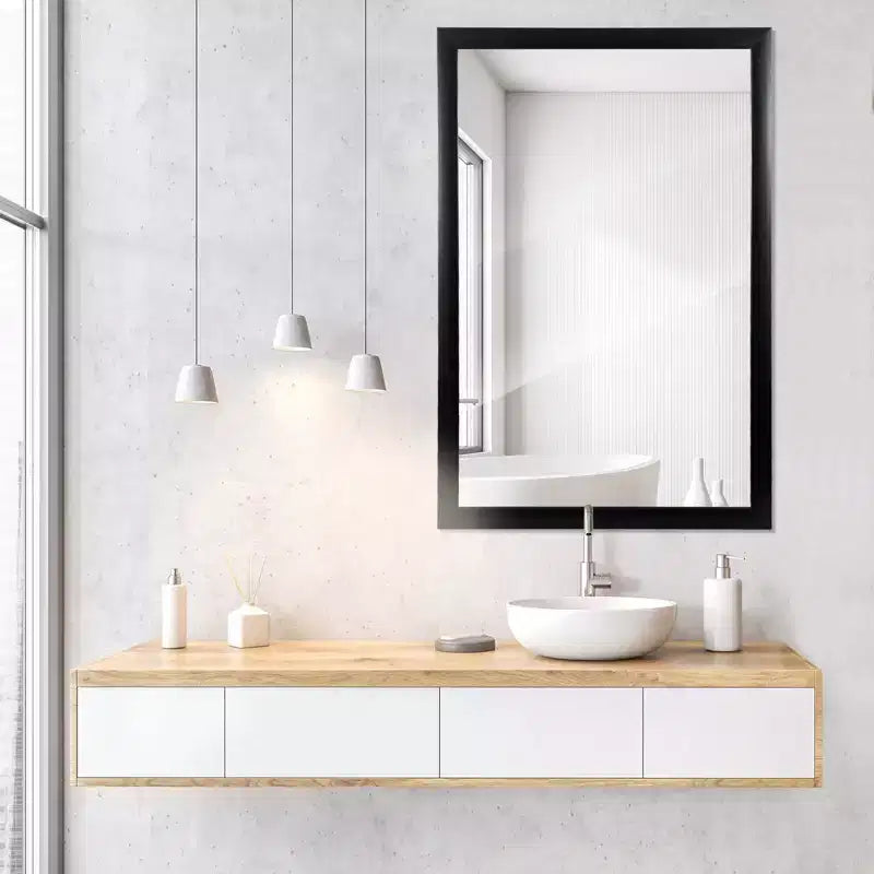 Miroir mural rectangulaire 24 x 36 avec cadre noir Home Collection