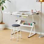 Table d'art professionnelle réglable en hauteur, table à dessin pliante avec surface inclinable, tiroirs de rangement pour la peinture, le dessin, l'artisanat, la couture