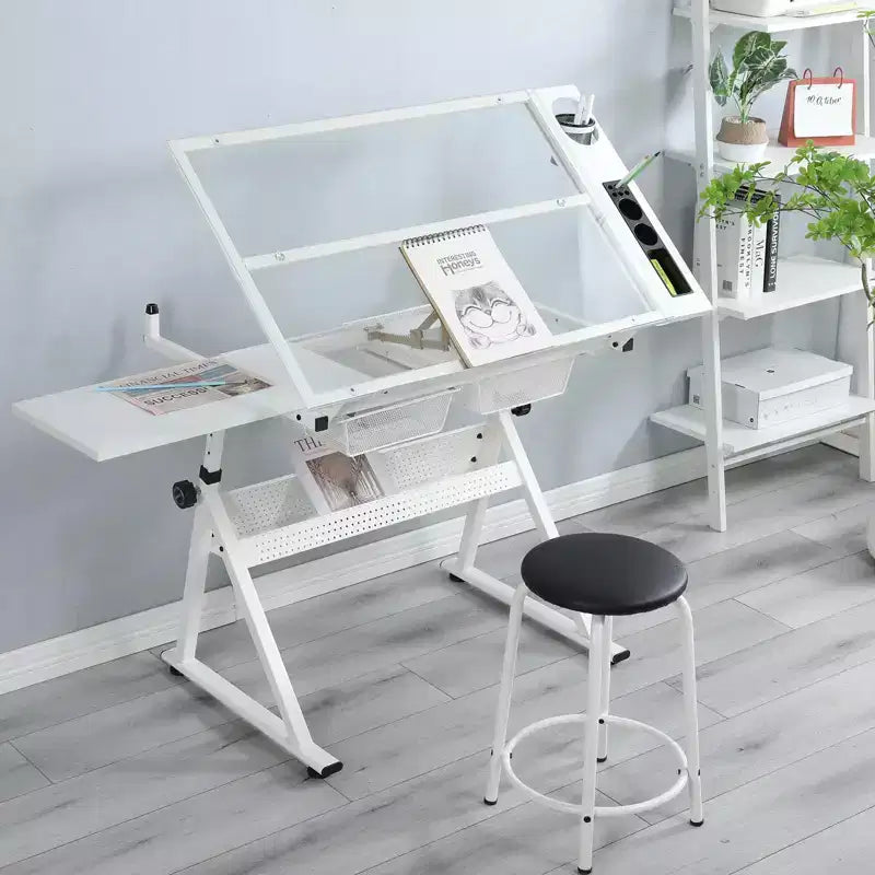 Table d'art professionnelle réglable en hauteur, table à dessin pliante avec surface inclinable, tiroirs de rangement pour la peinture, le dessin, l'artisanat, la couture