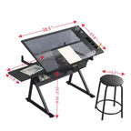 Table d'art professionnelle réglable en hauteur, table à dessin pliante avec surface inclinable, tiroirs de rangement pour la peinture, le dessin, l'artisanat, la couture