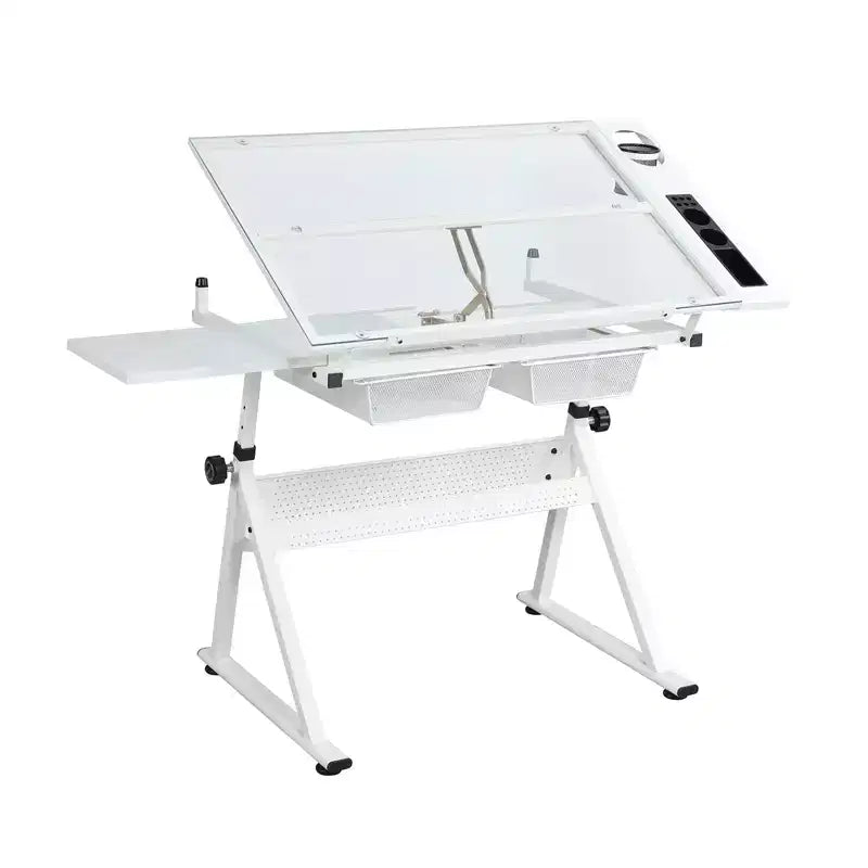 Table d'art professionnelle réglable en hauteur, table à dessin pliante avec surface inclinable, tiroirs de rangement pour la peinture, le dessin, l'artisanat, la couture