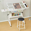 Table d'art professionnelle réglable en hauteur, table à dessin pliante avec surface inclinable, tiroirs de rangement pour la peinture, le dessin, l'artisanat, la couture