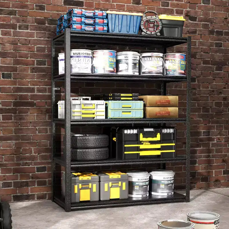 Étagères métalliques à 5 niveaux de 72 pouces pour le rangement d'atelier, rayonnage de garage réglable, étagère de rangement industrielle, rayonnage utilitaire.