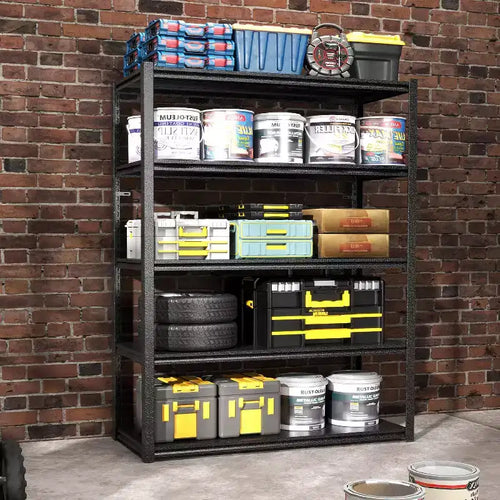 Étagères métalliques à 5 niveaux de 72 pouces pour le rangement d'atelier, rayonnage de garage réglable, étagère de rangement industrielle, rayonnage utilitaire.
