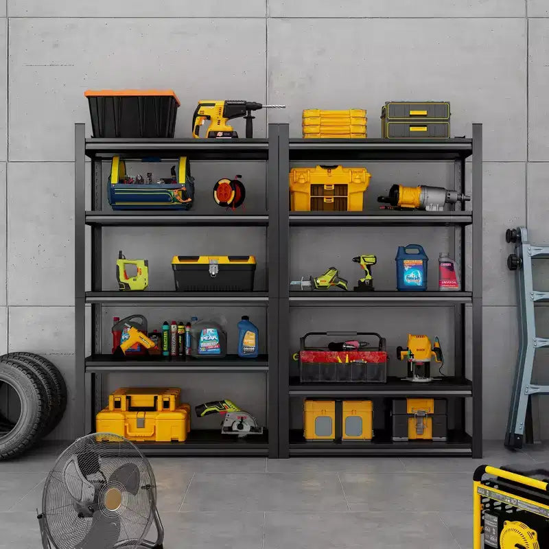 Étagères métalliques à 5 niveaux de 72 pouces pour le rangement d'atelier, rayonnage de garage réglable, étagère de rangement industrielle, rayonnage utilitaire.