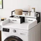 Comptoir de laveuse-sécheuse superposé à 2 niveaux, simple, avec étagère et tiroir, sur-laveuse-sécheuse avec rebord pour organisateur de rangement de comptoir de panier à linge