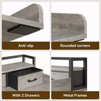 Comptoir de laveuse-sécheuse superposé à 2 niveaux, simple, avec étagère et tiroir, sur-laveuse-sécheuse avec rebord pour organisateur de rangement de comptoir de panier à linge