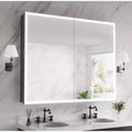 FAMYYT 40 in. W x 32 in. H Aluminum Medicine Cabinet with Mirror, Flowing Light, Dimmable, Anti-Fog