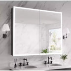 FAMYYT 40 in. W x 32 in. H Aluminum Medicine Cabinet with Mirror, Flowing Light, Dimmable, Anti-Fog
