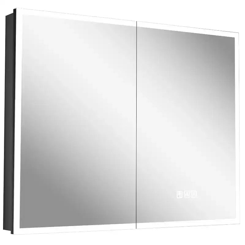 Armoire à pharmacie FAMYYT 40 po L x 32 po H en aluminium avec miroir, éclairage fluide, intensité réglable, anti-buée