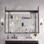 Armoire à pharmacie FAMYYT 40 po L x 32 po H en aluminium avec miroir, éclairage fluide, intensité réglable, anti-buée