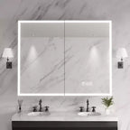 Armoire à pharmacie FAMYYT 40 po L x 32 po H en aluminium avec miroir, éclairage fluide, intensité réglable, anti-buée
