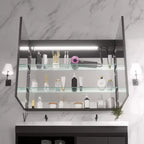 Armoire à pharmacie FAMYYT 40 po L x 32 po H en aluminium avec miroir, éclairage fluide, intensité réglable, anti-buée