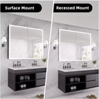 Armoire à pharmacie FAMYYT 40 po L x 32 po H en aluminium avec miroir, éclairage fluide, intensité réglable, anti-buée
