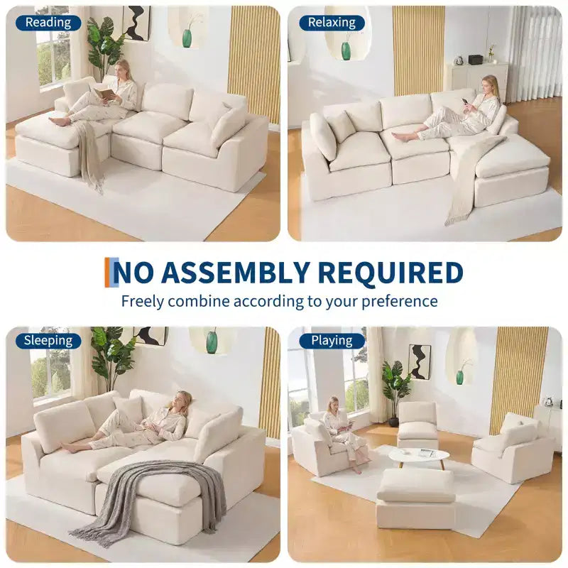 Canapé modulaire sectionnel, canapés en éponge de 110 po avec siège profond, canapés sectionnels pour salon et chambre à coucher, aucun assemblage requis