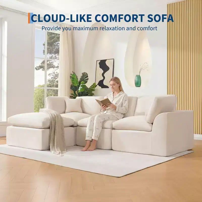Canapé modulaire sectionnel, canapés en éponge de 110 po avec siège profond, canapés sectionnels pour salon et chambre à coucher, aucun assemblage requis
