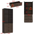 Armoire de Rangement de Cuisine Famapy avec Étagère Réglable, Vaisselier de Cuisine 3 Lumières, Meuble Haut de Cuisine avec Porte Vitrée, Organiseur Grain de Bois Foncé pour Cuisine et Bar