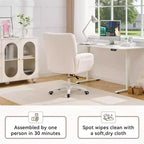 Chaise de bureau réglable GDFStudio Melli en tissu Teddy avec coussin lombaire et roulettes