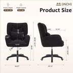 Chaise de bureau réglable GDFStudio Melli en tissu Teddy avec coussin lombaire et roulettes