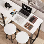 Ensemble table de bar et chaises 3 pièces avec 2 tabourets et étagères de rangement à 3 niveaux, table de comptoir de cuisine peu encombrante pour maison/cuisine