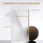 Buffet noir contemporain – Grand bahut de rangement avec portes coulissantes en verre cannelé et tiroirs – Idéal pour la cuisine, la salle à manger ou le salon