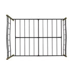 Lit plateforme Whisen entièrement métallique avec tête de lit ondulée, pied de lit géométrique, embouts classiques, barre centrale, montage facile - Noir et or