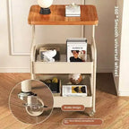 Chariot de rangement à roulettes 3 niveaux avec plateau en bois et cadre en métal, organisateur de rangement polyvalent sur roulettes verrouillables pour la cuisine