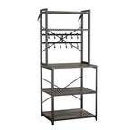 VEVOR Kitchen Bakers Rack, 23.6 inch Width Bakers Rack, Kitchen Stand with X-Shaped Support Bar, 12 S-Shaped Hooks, Black&Brown